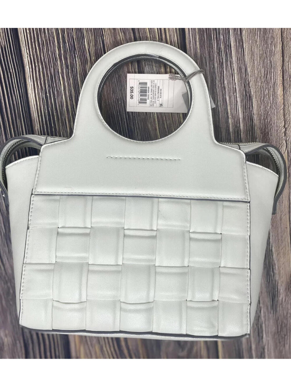 A New Day Mint Zip Closure Satchel Handbag Light Green/WHITE  8"X9.5"X4